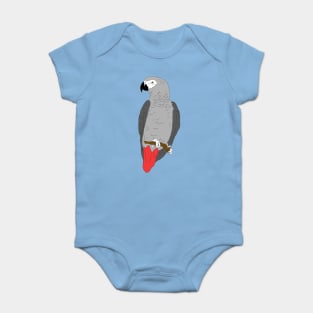 African Grey Parrot on Perch Baby Bodysuit